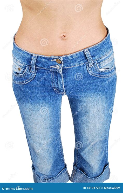 Woman In Jeans With Belly Stock Image Image Of Healthy 18134725