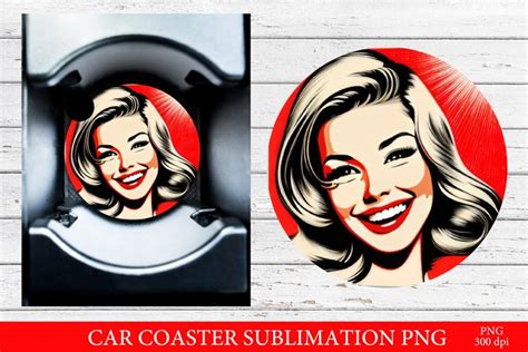 Pin Up Girl Car Coaster Sublimation Png