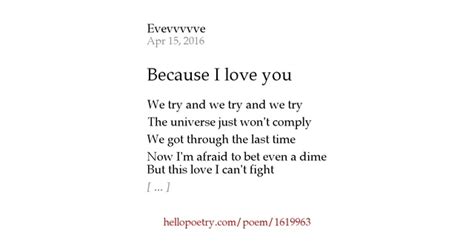 Because I Love You By Evevvvvve Hello Poetry