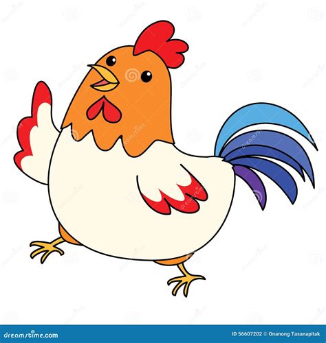 Cute Colorful Chicken Take A Walk Stock Vector Illustration Of Poke