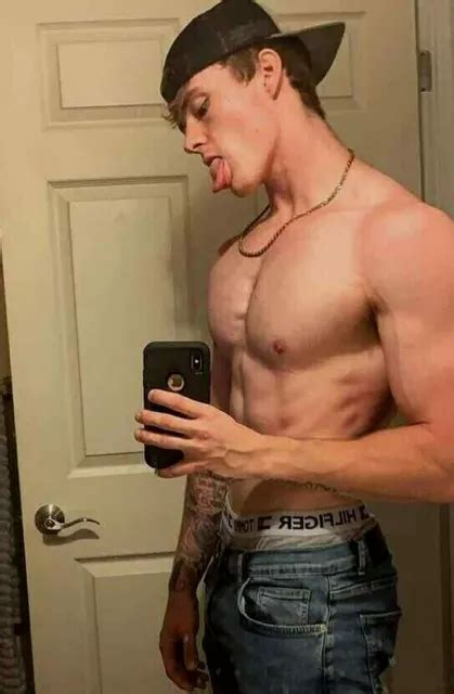 Shirtless Male Jock Muscular Beefcake Frat College Hunk Tongue Photo X G Eur