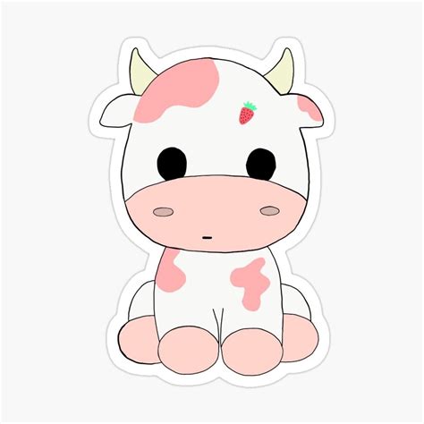 Strawberry Cow Sticker By Jasminrogerss Preppy Stickers Cute
