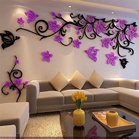 Pansy Vine Crystal Three Dimensional Wall Stickers Acrylic