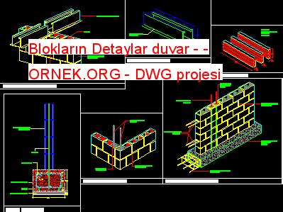 Proje Sitesi Blokların Detaylar duvar Autocad Projesi