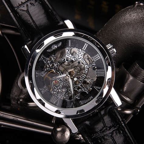 Αγορά Άνδρες S ρολόγια Shellhard1pc Mens Luxury Black Skeleton