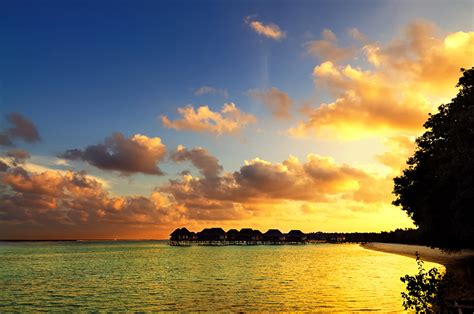 Photos Maldives Bungalow Sea Nature Sky Tropics Sunrises And Sunsets