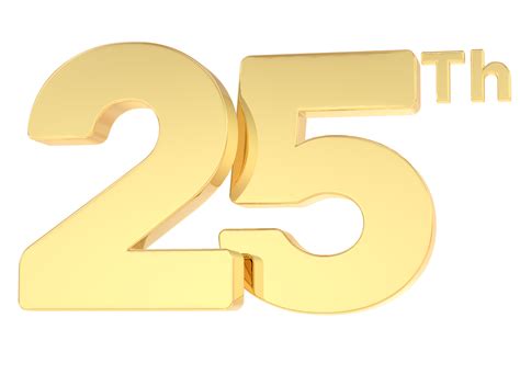 3d Render Happy Anniversary Gold Number 25 27523632 Png