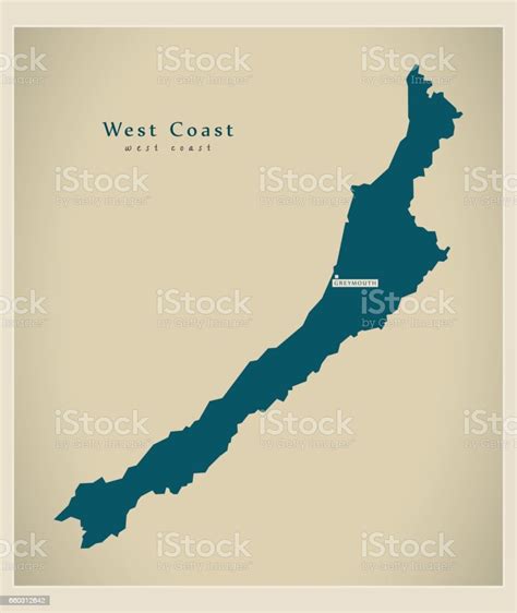Modern Map West Coast Nz Stock Illustration Download Image Now