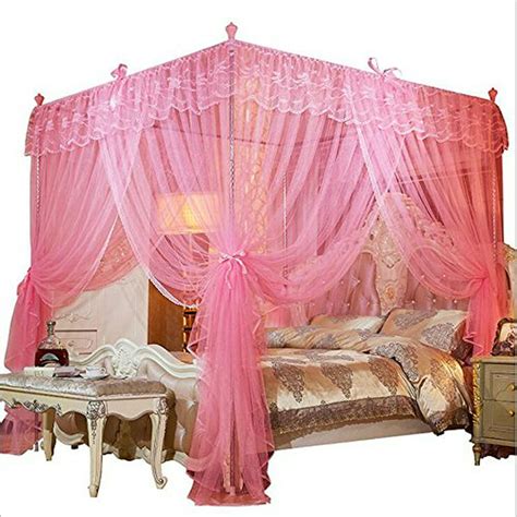 Mengersi 4 Corners Post Canopy Bed Curtain For Girls And Adults Cute