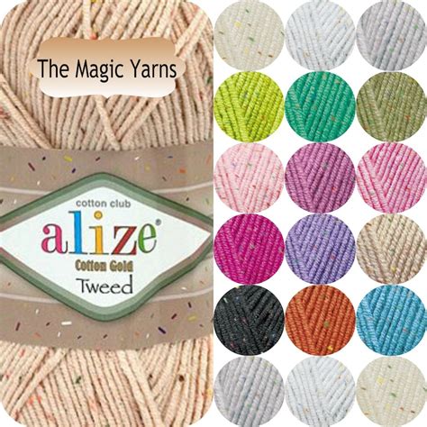 Alize Cotton Gold Tweed Sport Weihgt Cotton Yarn With Mini Etsy