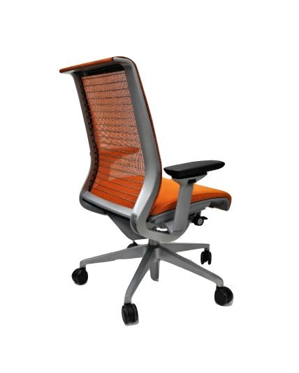 Their think office chair intuitively responds to the movement of the body to provide instant comfort. Steelcase Think Chair, Orange, Platinum, 3D Knit Back ...