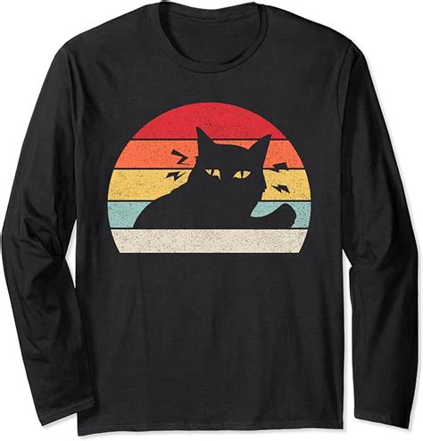 Vintage Black Cat Shirt Retro Cat Long Sleeve T Shirt