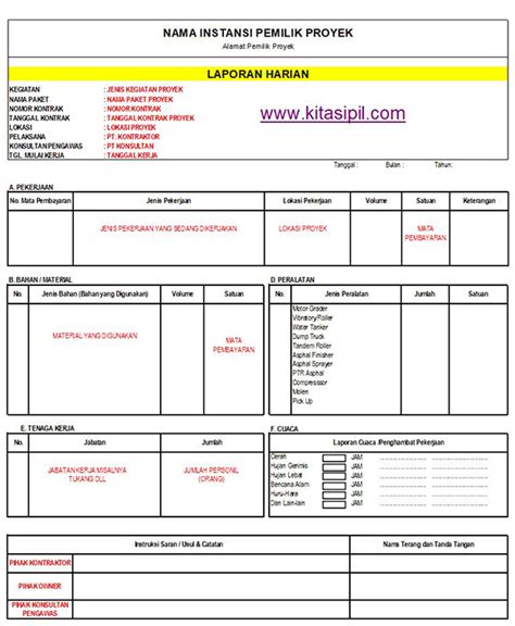 Contoh Laporan Kerja Bulanan Perusahaan Set Kantor