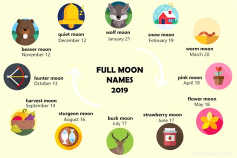 Full Moon Names And Dates In 2019 Moon Infographic