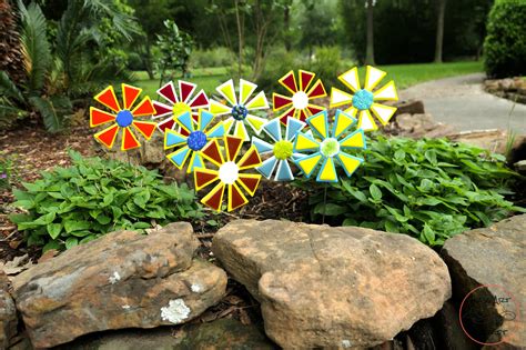 Glass Garden Art, Fused Glass Flower Stake, Yard Art, Sunflower, Plant Stake - Glass Art by Margot