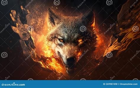 Angry Fire Wolf 3d Art Stock Illustration Illustration Of Ferocity