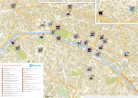 Fileparis Printable Tourist Attractions Map Wikipedia The Free