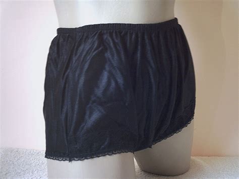 Vintage Sheer Black Silky Nylon Full Pinup Style Panties Frilly Knickers Ml Ebay