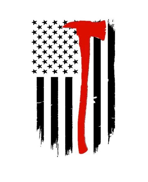 Firemans Axe Thin Red Line American Flag Vinyl Car Decal Support