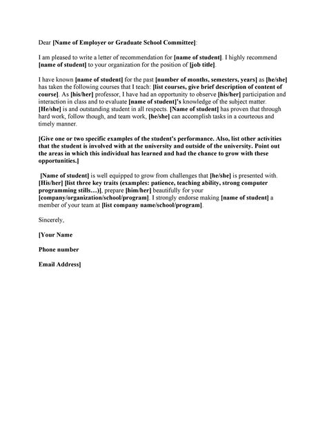 Free Letter Of Recommendation Templates Samples