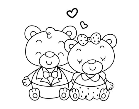 Dibujo de Ositos enamorados para Colorear | Dibujos de Amor | Pinterest