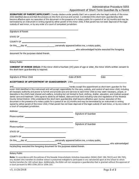 40 Printable Temporary Guardianship Forms All States