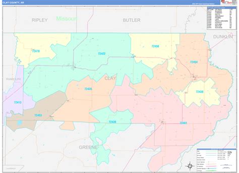 Clay County Ar Wall Map Color Cast Style By Marketmaps Mapsales