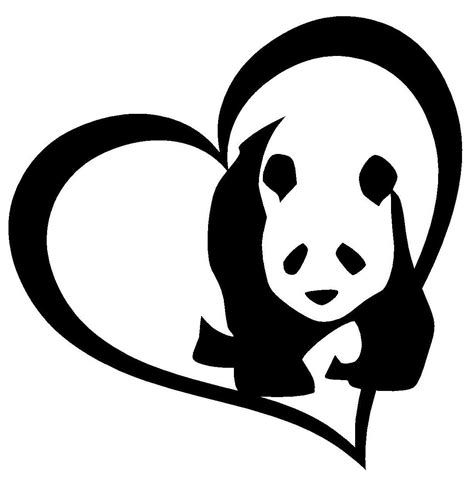 Panda Bear Heart Vinyl Decal Sticker Window I Love Cute Animal 10x10cm