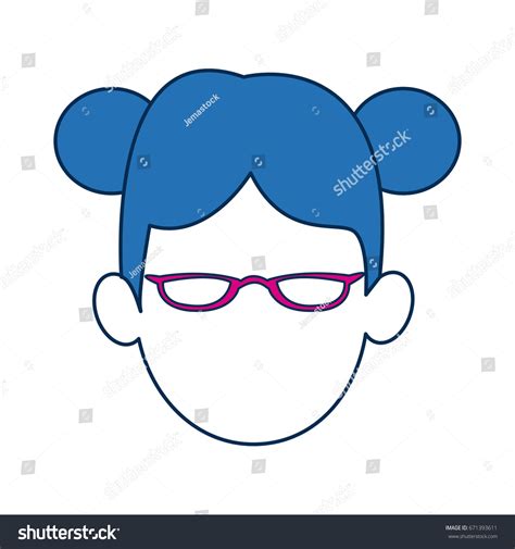 Woman Avatar Faceless Glasses Blue Hair Stock Vector Royalty Free