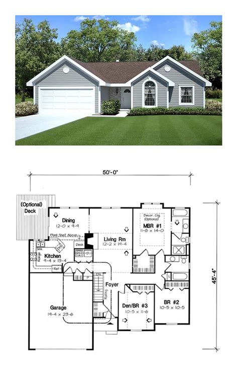 Browse this beautiful selection of small 2 bedroom house plans, cabin house plans and cottage house plans if you need only one child's room or a guest or hobby room. Traditional Style House Plan 20164 with 3 Bed, 2 Bath, 2 Car Garage | Ranch house plan, Ranch ...