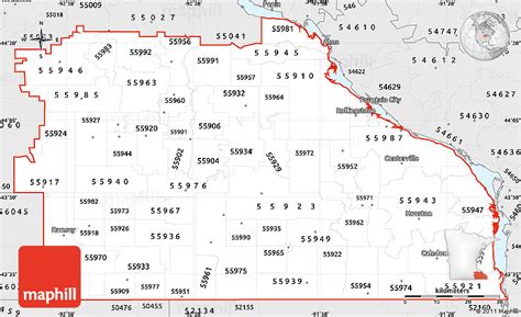 Silver Style Simple Map Of Zip Codes Starting With 559