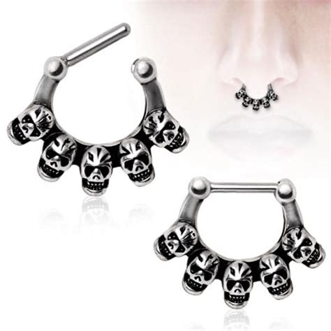 316l Surgical Steel Grinning Skulls Septum Clicker Septum Jewelry Septum Piercing Jewelry