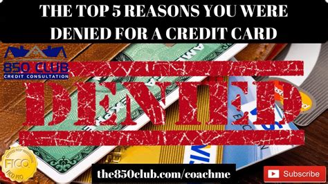 5 Reasons Why You Were Denied For A Credit Card Fico Credit Karma Score No Credit Youtube
