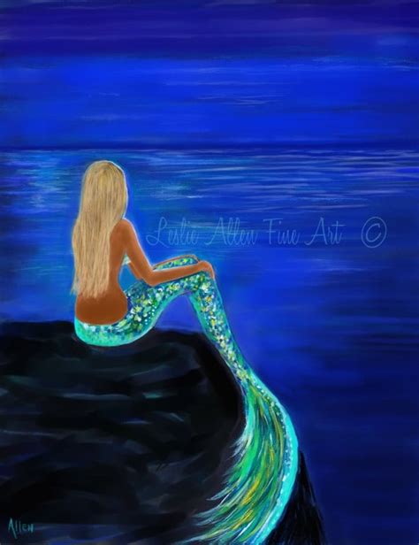 Mermaid Art Mermaid Art Print Giclee Mermaid Decor Mermaid