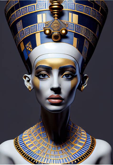 Gothic Goddess Egyptian Nefertiti Sculpture With Azulejo’s In 2023 Egypt Concept Art Egyptian