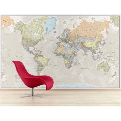 Giant World Wall Map Mural With Antique Oceans Shop Wall Maps