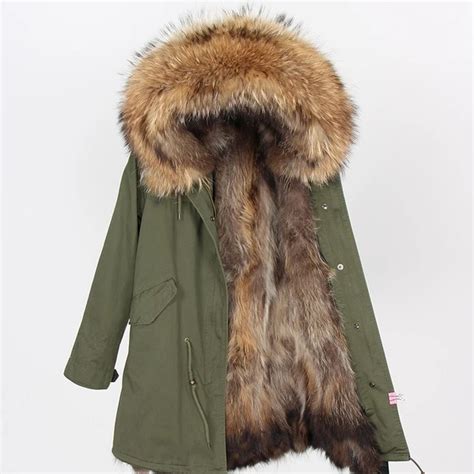 Maomaokong Brand Real Fox Fur Coat Winter Jacket Women Long Parka