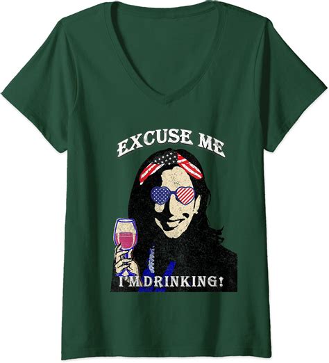 Womens Kamala Harris Excuse Me Im Drinking Reclaiming Her Wine V Neck T Shirt Uk