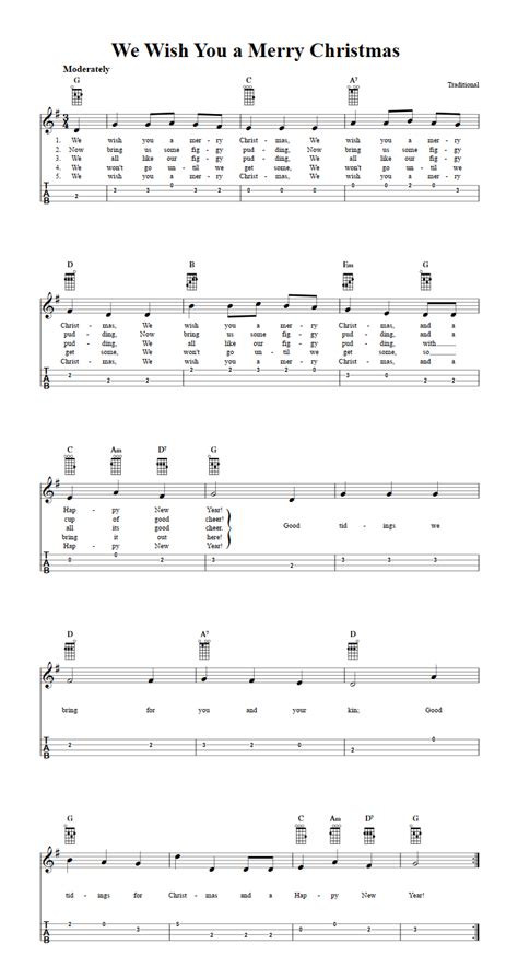 We Wish You A Merry Christmas Easy Ukulele Sheet Music And Tab With