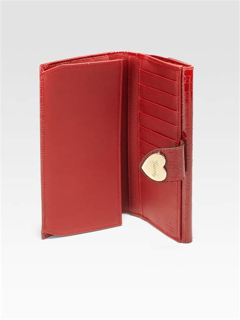 Lyst Gucci Heart Microguccissima Patent Leather Continental Wallet In Red