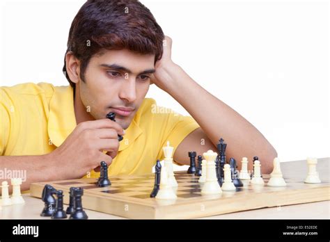 Young Man Playing Chess Stock Photo Alamy