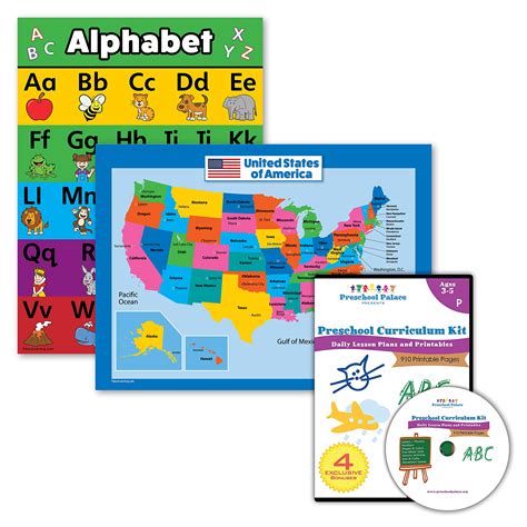 Buy 3 Pack Preschool Curriculum Kit On Cd And Abc Alphabet And Usa Map