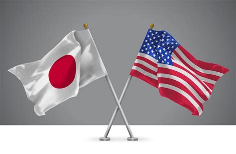 Premium Photo Two Crossed Flags Of Usa And Japan