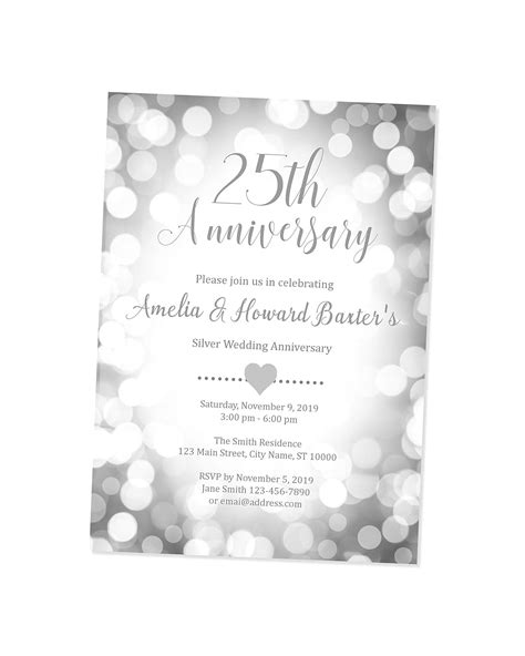 25th Wedding Anniversary Invitation Silver Anniversary