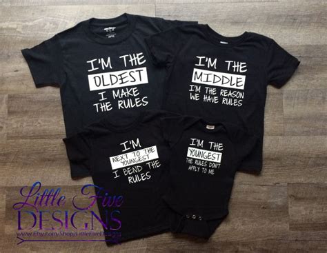 Youngest Middle Oldest Sibling Shirt Set Option Family | Etsy | Funny sibling shirts, Sibling ...