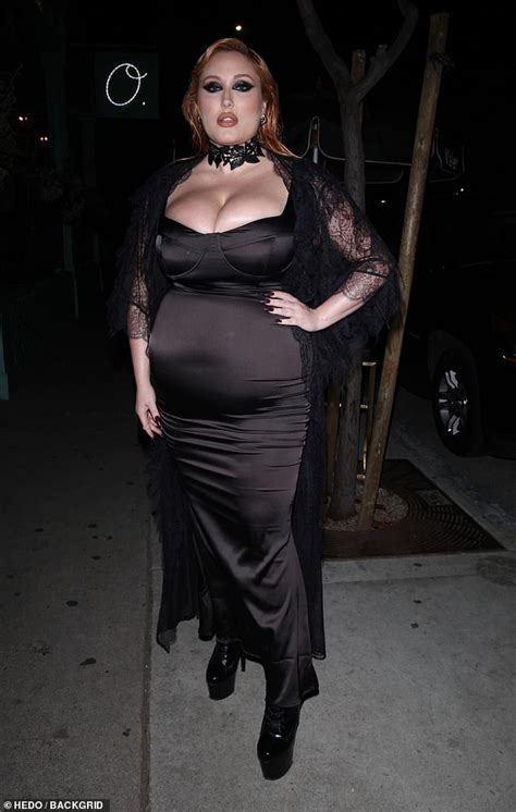 hayley hasselhoff puts on a busty display in a skintight satin gown daily mail online