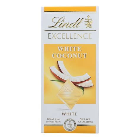 White chocolate truffles & candy bars. Lindt Excellence White Coconut Chocolate Bar, 3.5 Oz ...
