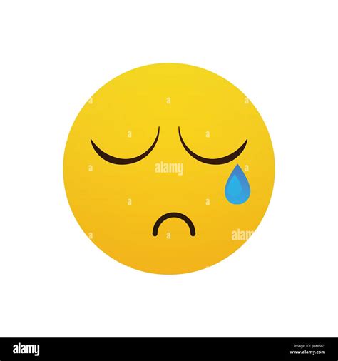Yellow Cartoon Face Cry Tears People Emotion Icon Stock Vector Image