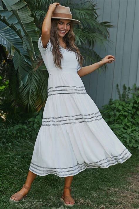White Half Sleeves V Neck Polyester Summer Maxi Dress New In