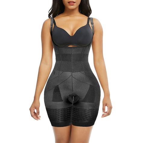 women seamless full body shaper mid thigh tummy control shapewear bodysuit open bust shaper for